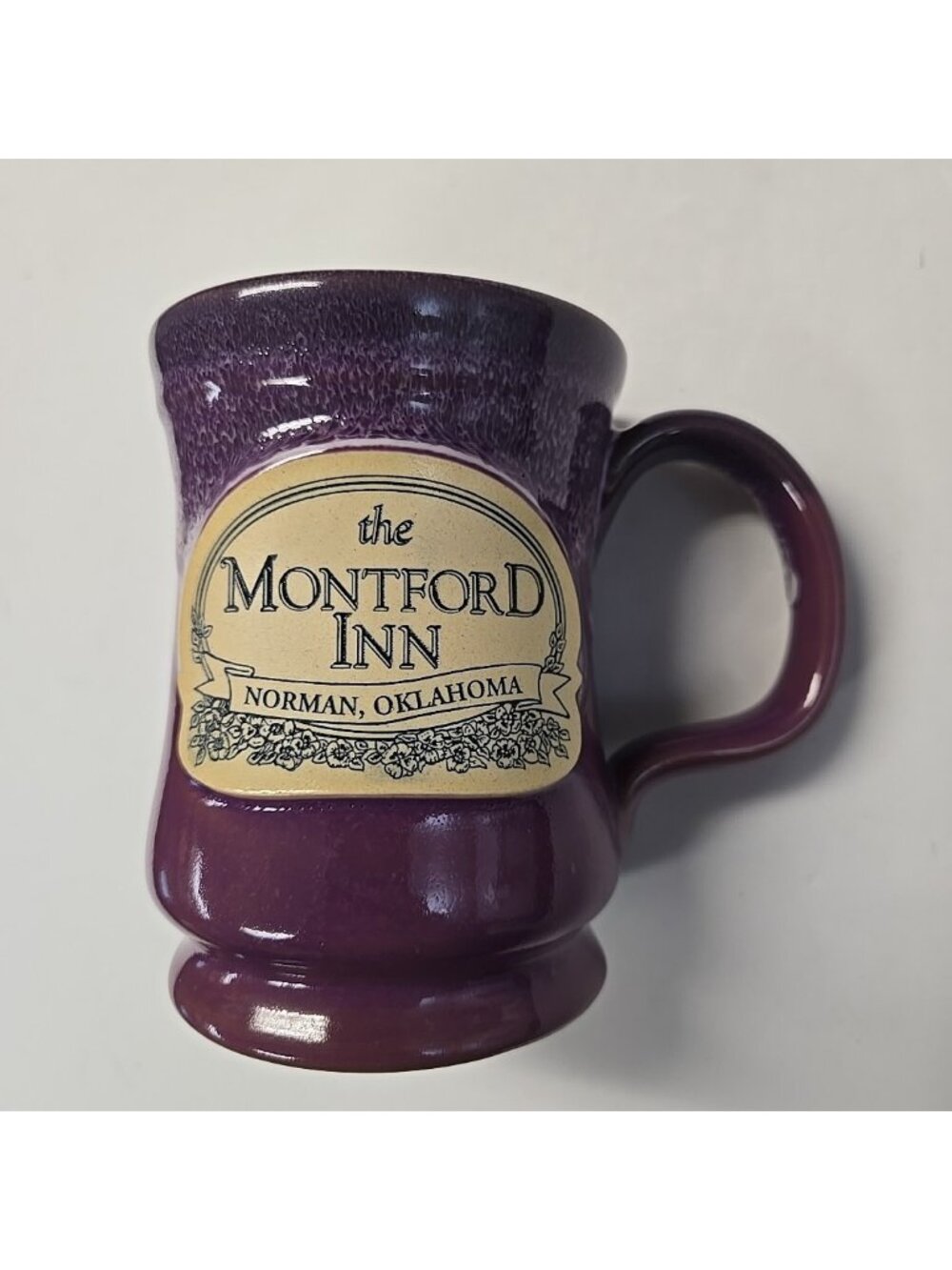 Deneen Pottery The Montford Inn Norman, Oklahoma Purple Drip Glaze Mug 2018